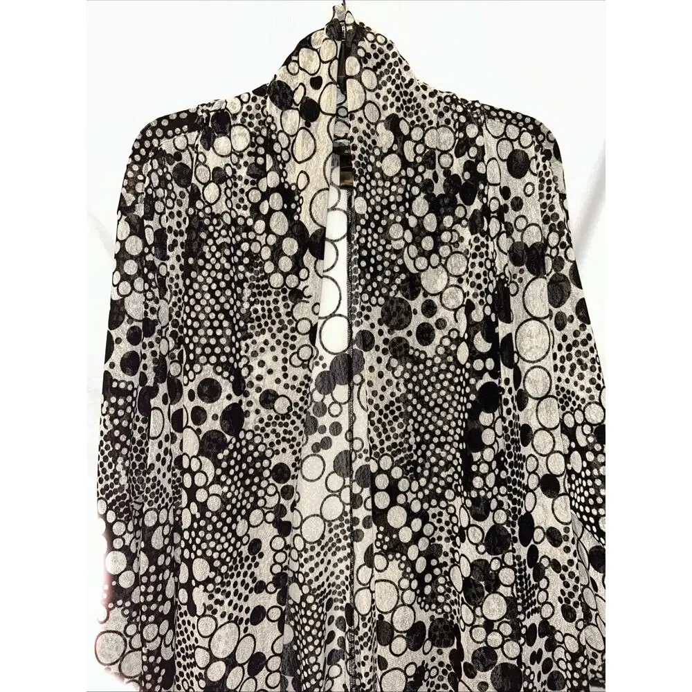 Ali Miles Cardigan Womens Plus 3X Black White Sheer Mesh Sweater Lightweight - Picture 2 of 13